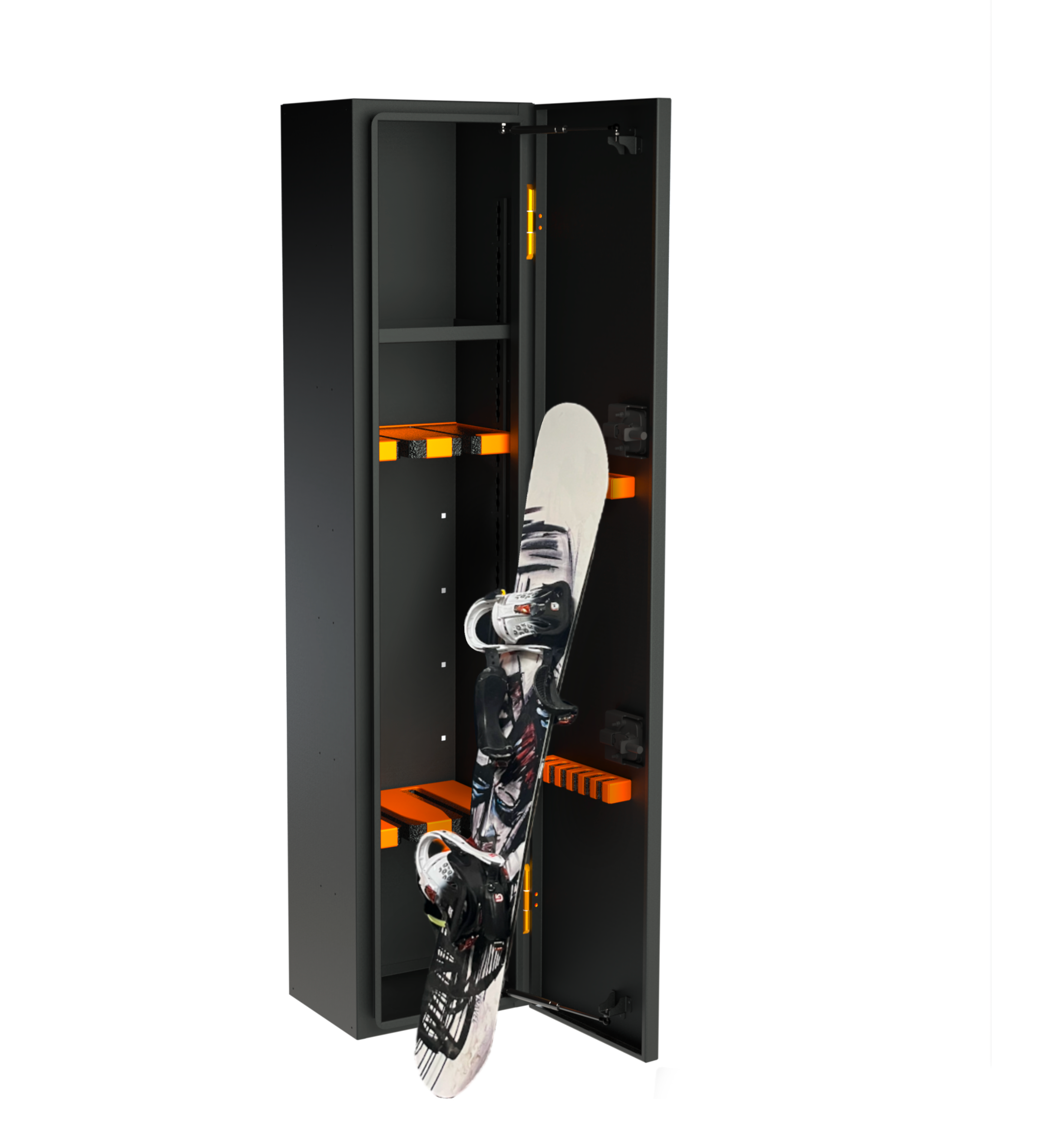 Alternate view of the Avatar Offroad Ski 4 Rear Door Ski and Snowboard Box, fitted to an overland van build