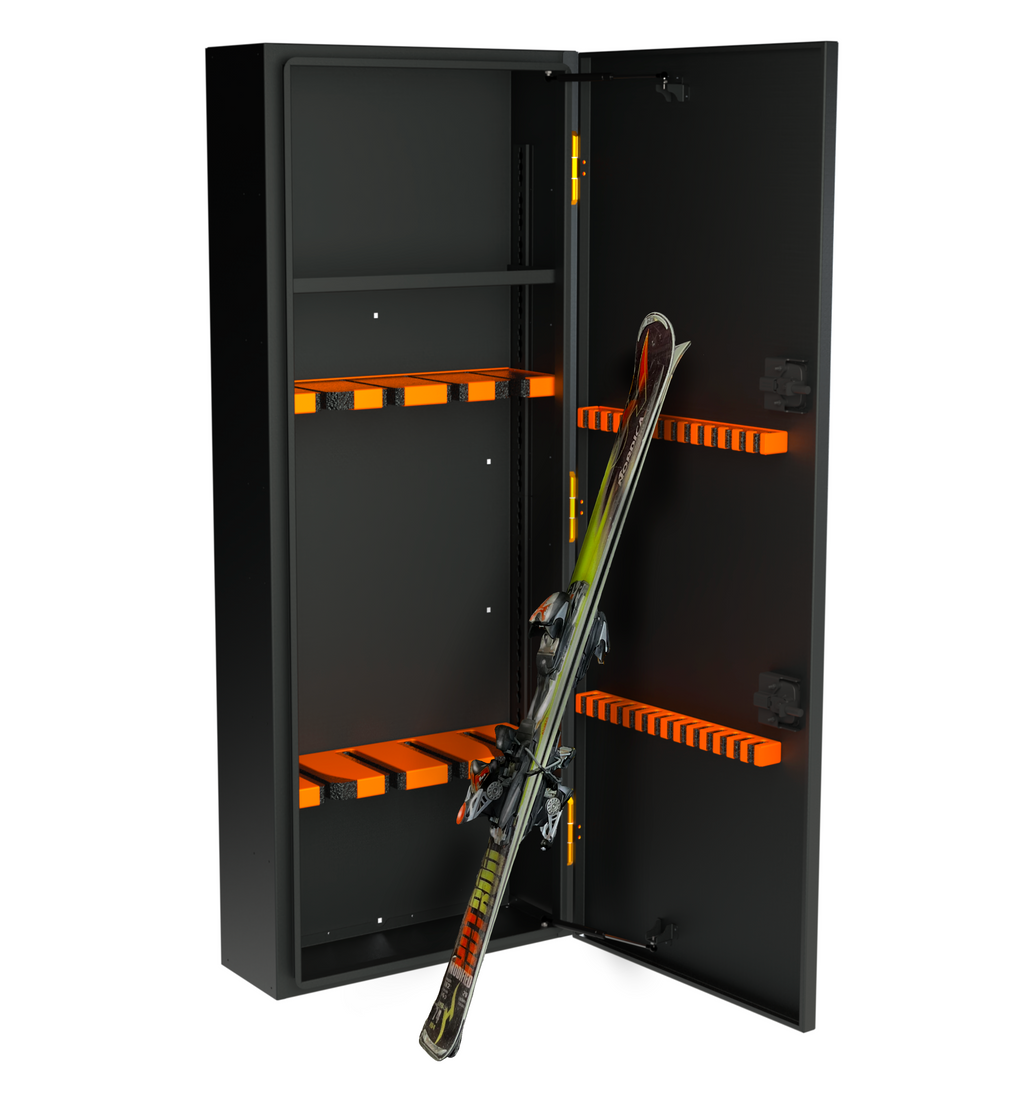 Alternate view of the Avatar Offroad Ski 8 Rear Door Ski and Snowboard Box, fitted to an overland van build