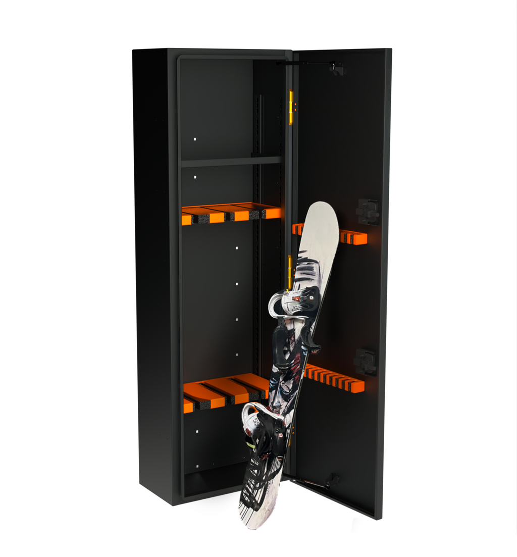 Alternate view of the Avatar Offroad Ski 6 Rear Door Ski and Snowboard Box, fitted to an overland van build