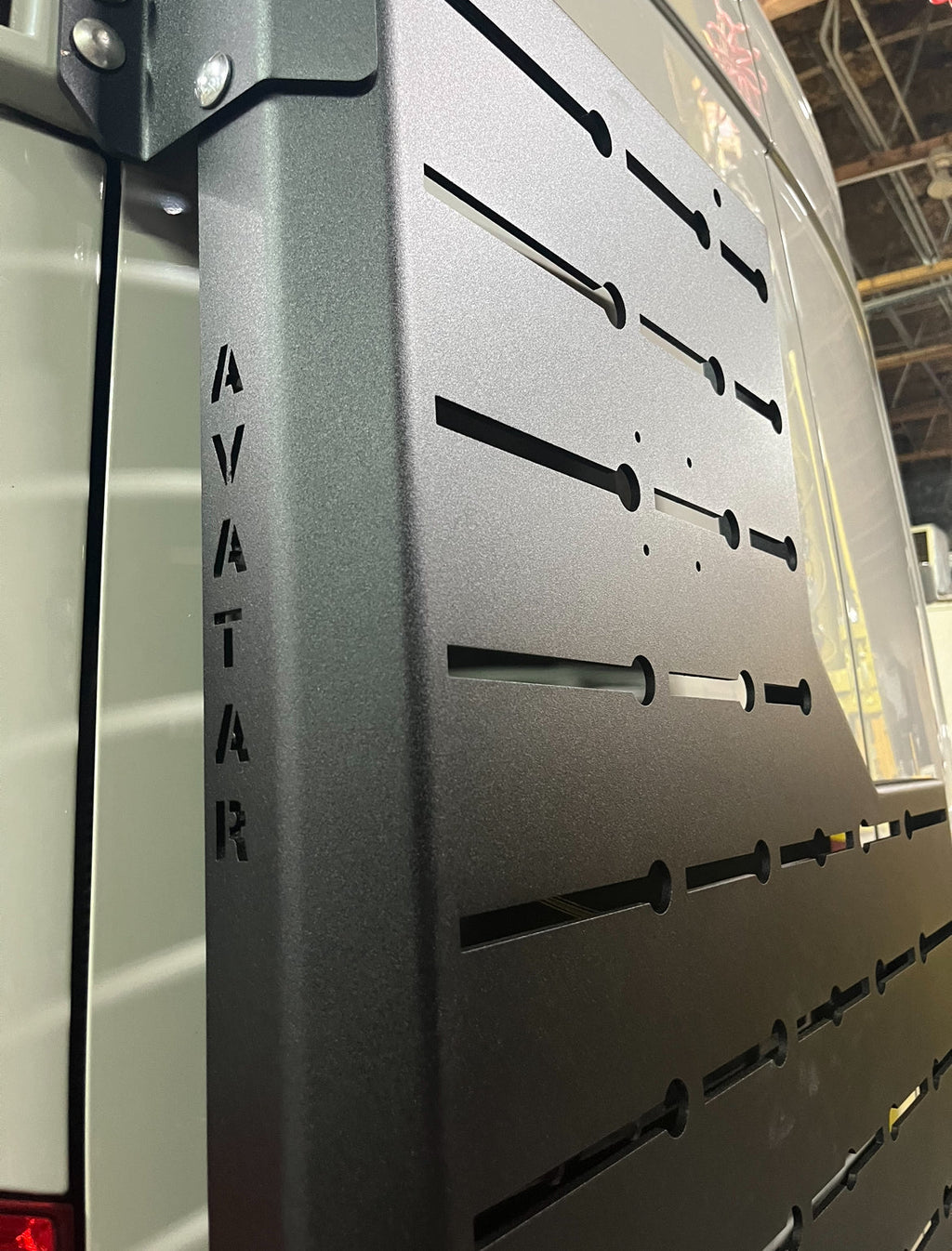 Wider view of the Avatar Offroad Outpost Sprinter Mounting Carrier, part of the Avatar Offroad van storage and overland range