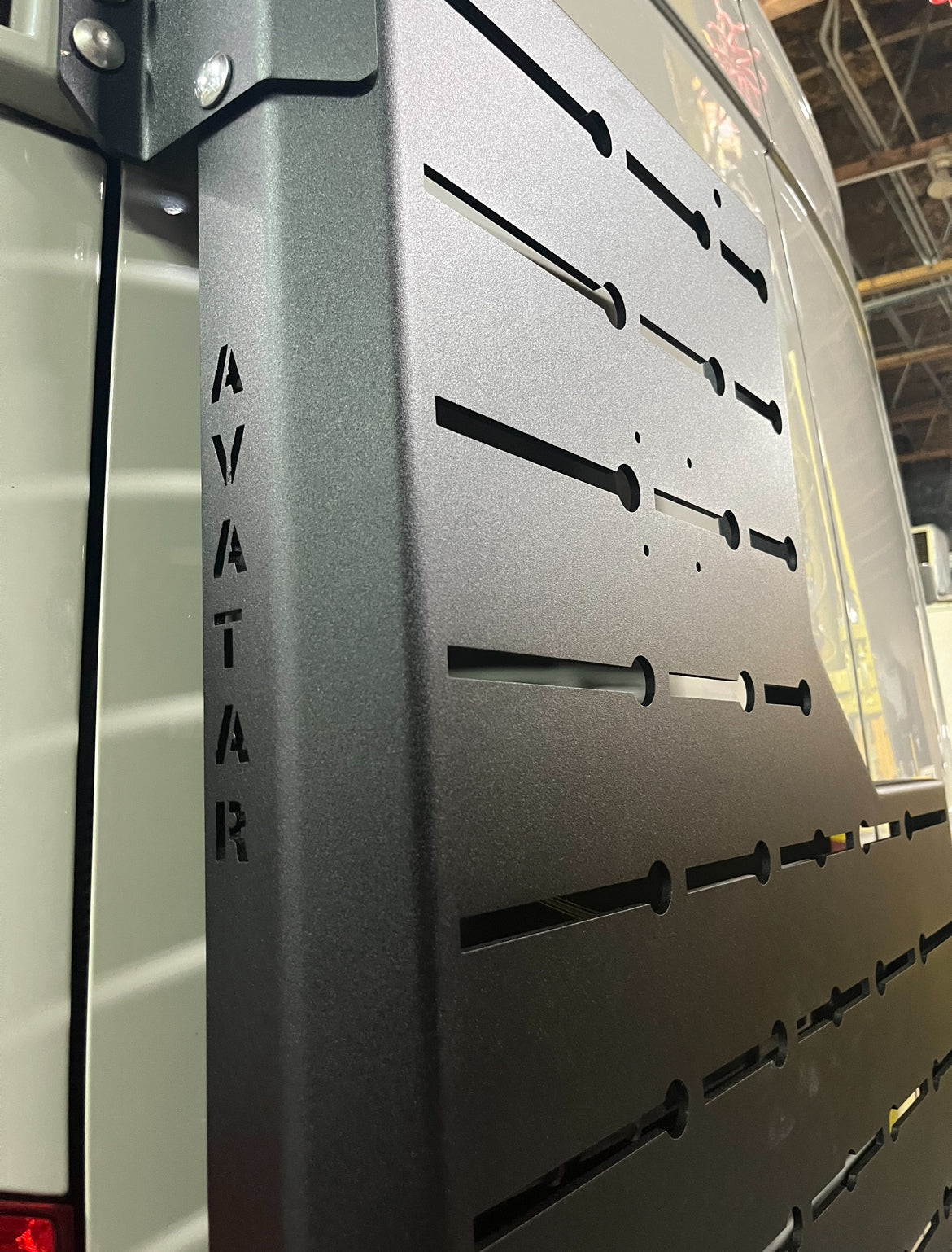 Wider view of the Avatar Offroad Outpost Sprinter Mounting Carrier, part of the Avatar Offroad van storage and overland range