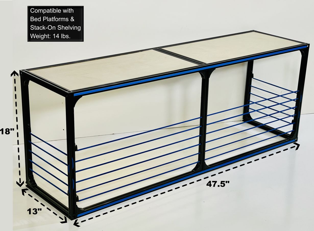 Alternate view of the TNTvans Wheel Well Bench with Storage for Camper Vans, part of a DIY camper van conversion interior