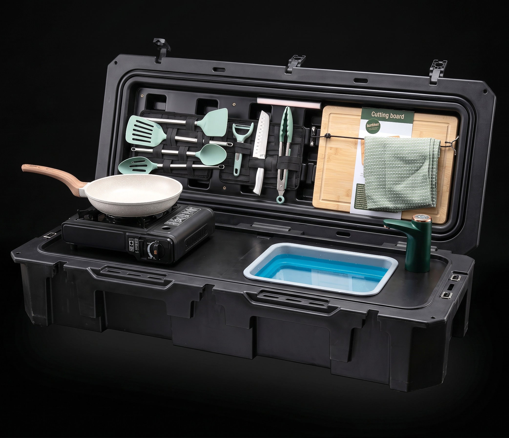 Further view of the VOZ Camp Kitchen Portable Cook Station, a portable cook station for vehicle based camp meals
