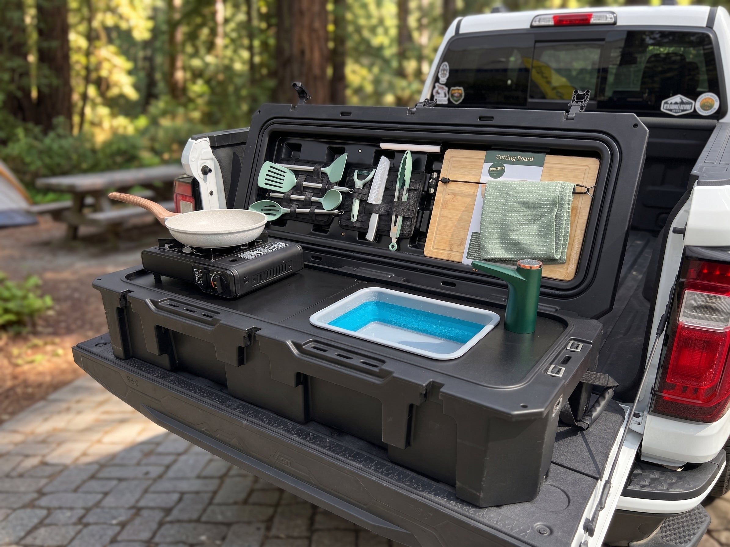 Additional view of the VOZ Camp Kitchen Portable Cook Station, a portable cook station for vehicle based camp meals